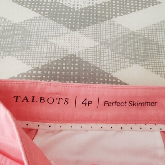 Talbots Perfect Skimmer Pants 4P Petite Pink Capri Midrise Cropped Stretch - Picture 3 of 13